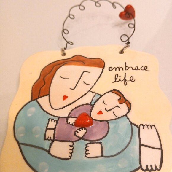 Sandra Magsamen For Silvestri "Embrace Life" Ceramic Hanging Plaque Sign - Picture 2 of 5